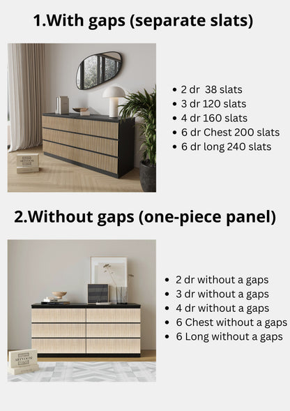 Overlay wooden panels for decorating ikea malm dresser (slats pattern without a gaps)