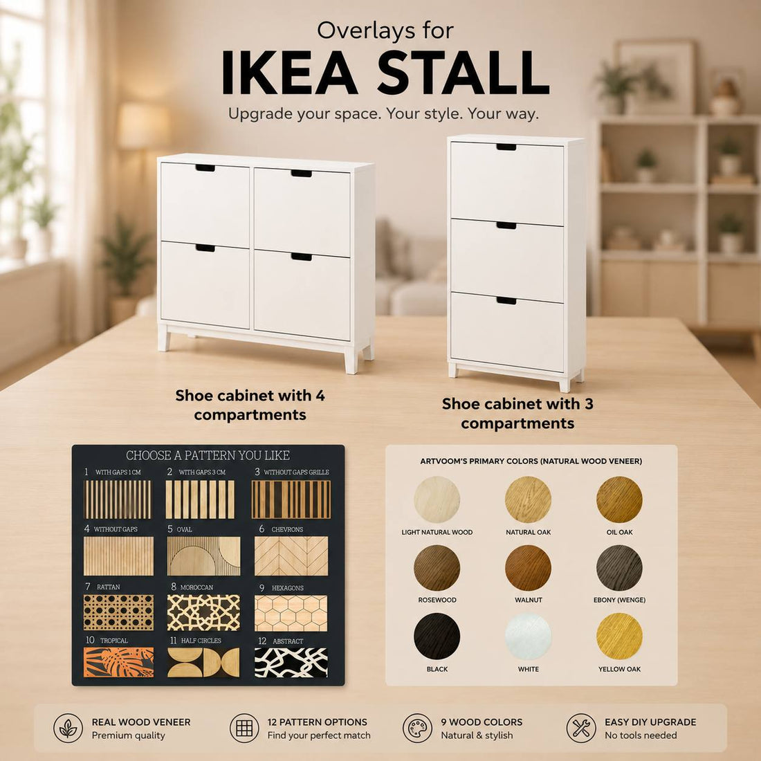 Façades de tiroir IKEA Stall – Panneaux de bois pour personnalisation de portes