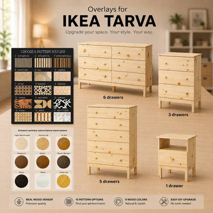IKEA Tarva Schrank-Upgrade – Selbstklebende Holzapplikationen