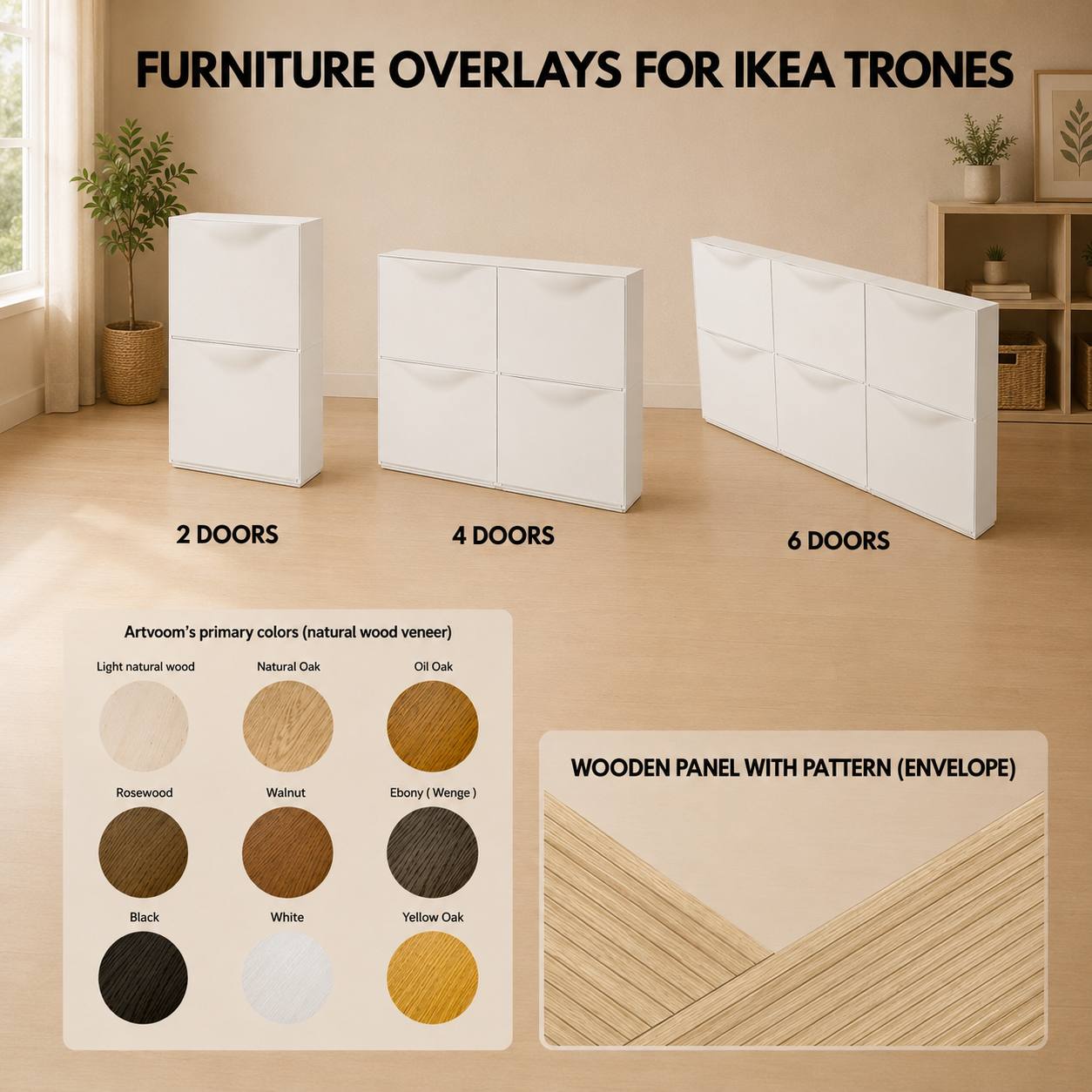 IKEA Trones Schuhschrank-Auflagen – Vorgefertigtes Eichenholz mit Textur