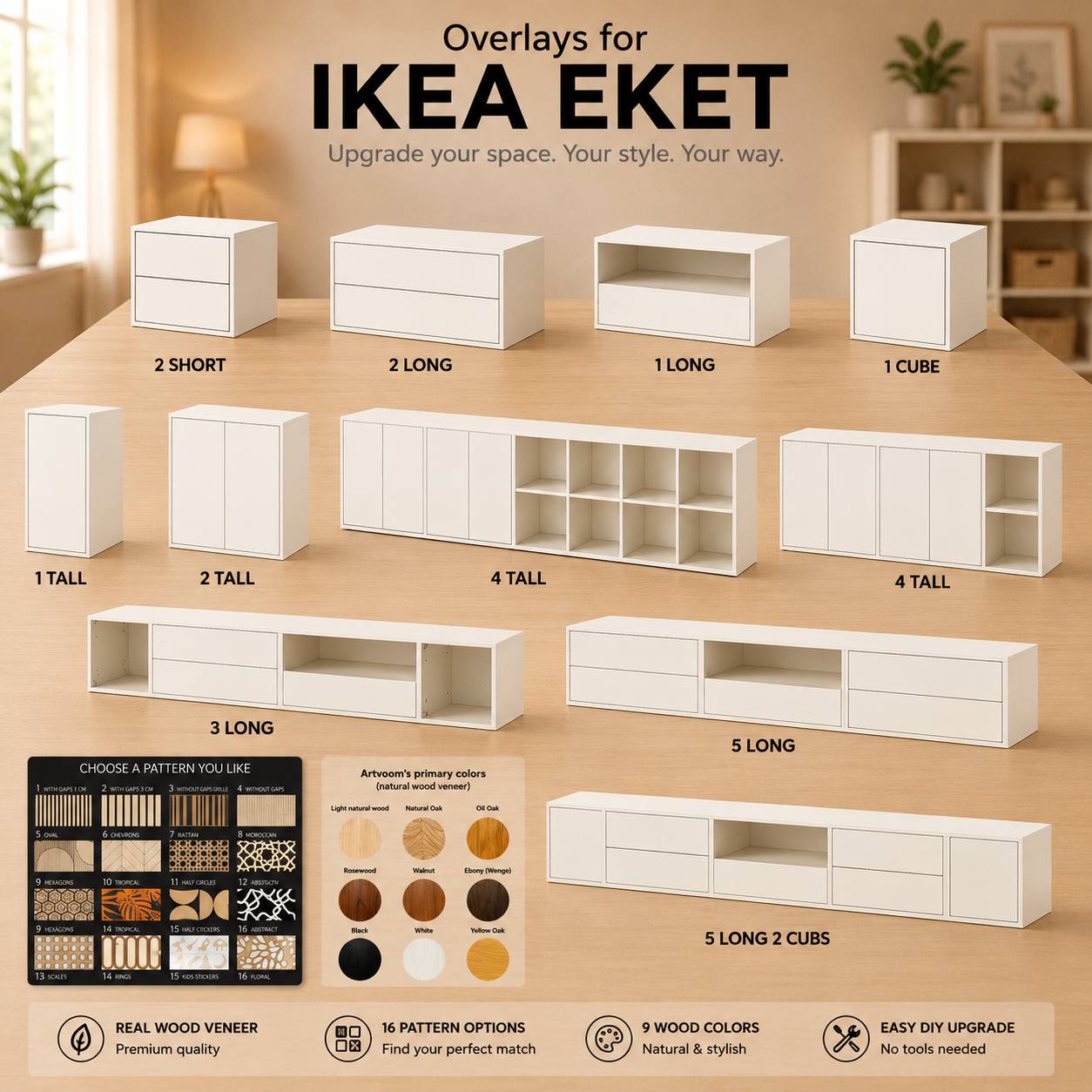 IKEA EKET Furniture Wood Overlays – Textured Panels for Cabinet