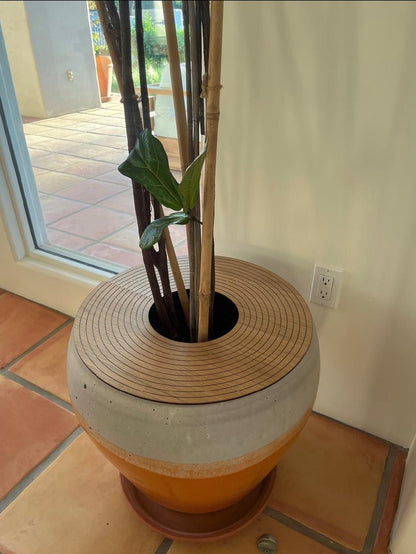 Plant pot cover, wood mulch ring of oak veneer panels by Artvoom – wood decor