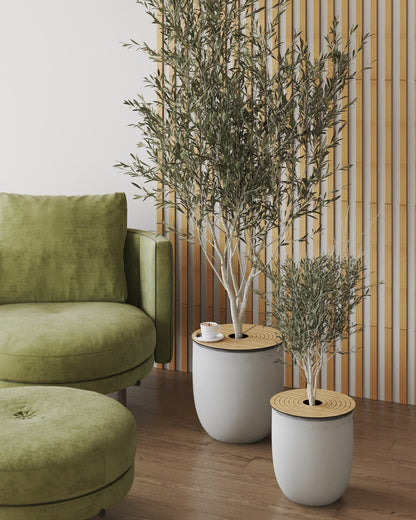 Plant pot cover, wood mulch ring of oak veneer panels by Artvoom – wood decor