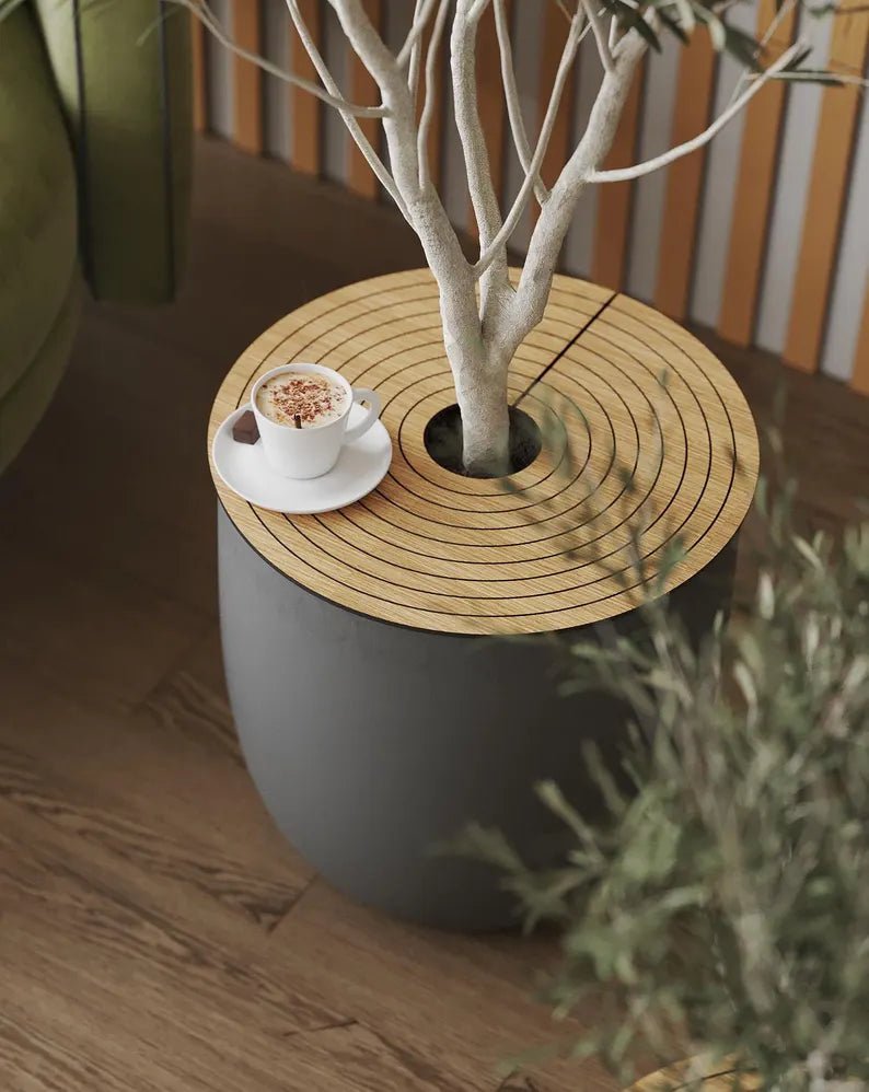Plant pot cover, wood mulch ring of oak veneer panels by Artvoom – wood decor