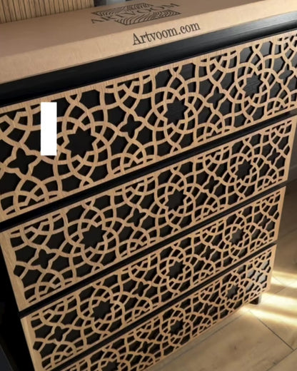 Overlay wooden panels for decorating ikea dresser with pattern panels by Artvoom – wood decor