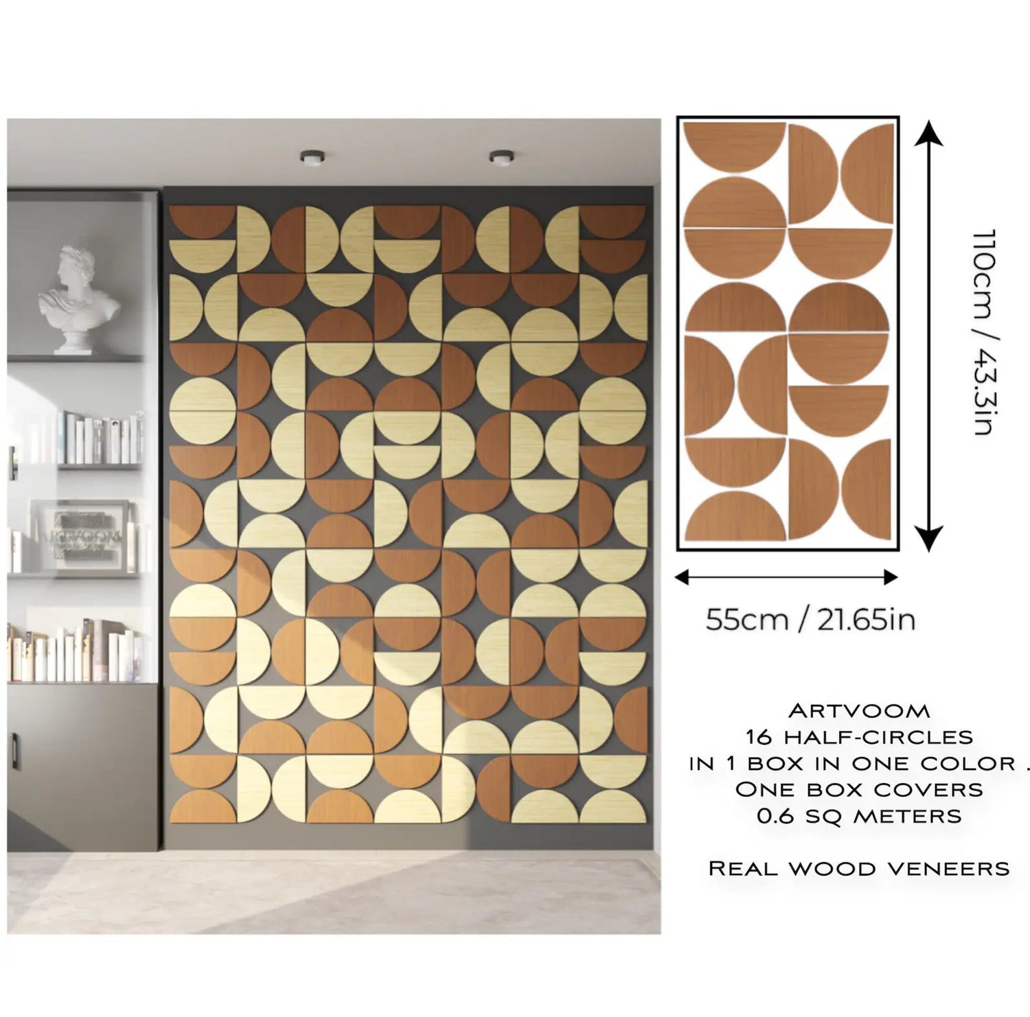 Semicircle Wooden Wall Panels | Customizable Half Сircles for Accent Wall panels by Artvoom – wood decor