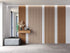 Modern interior design featuring wide oak decorative wall slats as a premium accent wall.