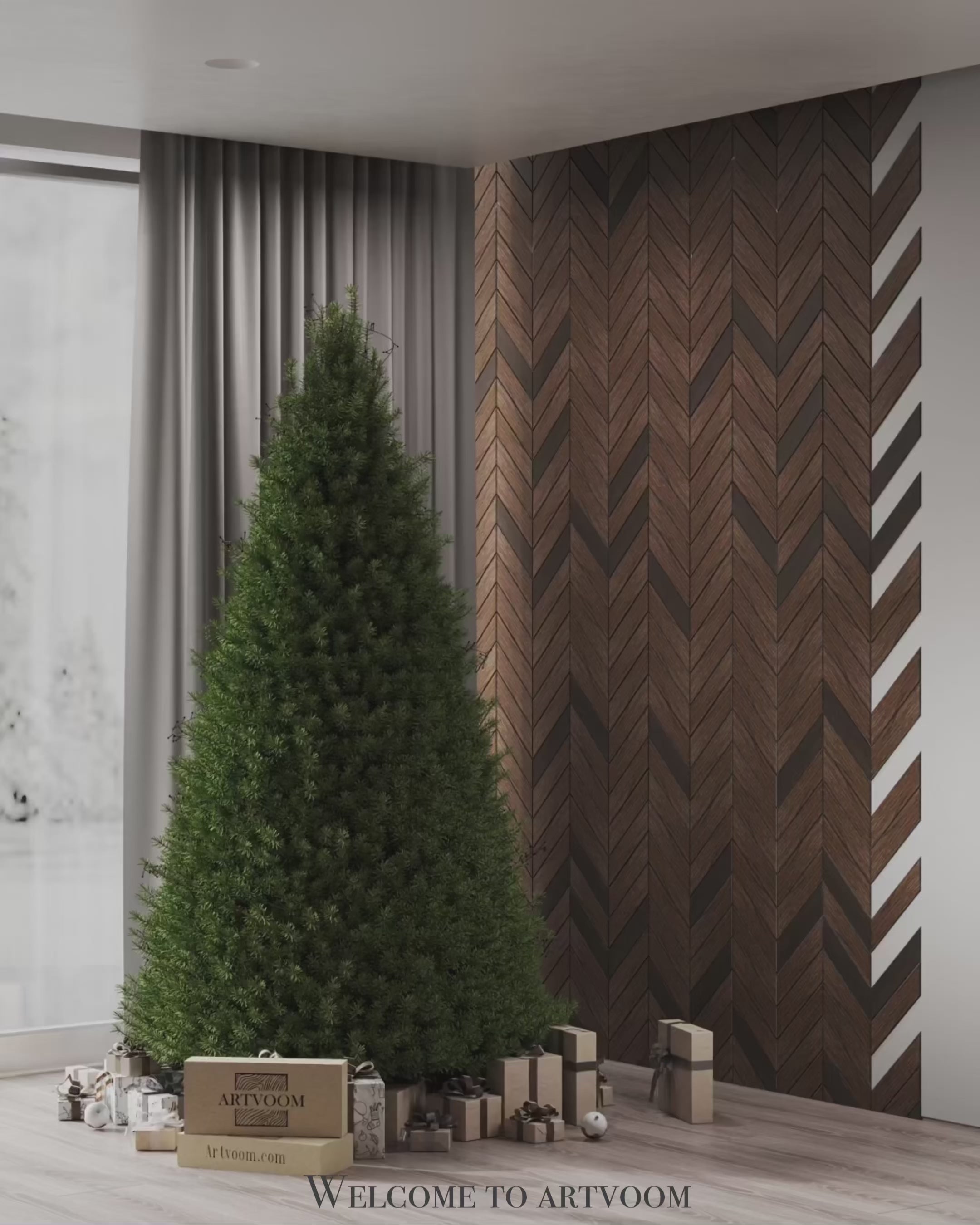 Chevron Wooden Wall Panels | Customizable Herringbone panels for Accent Wall